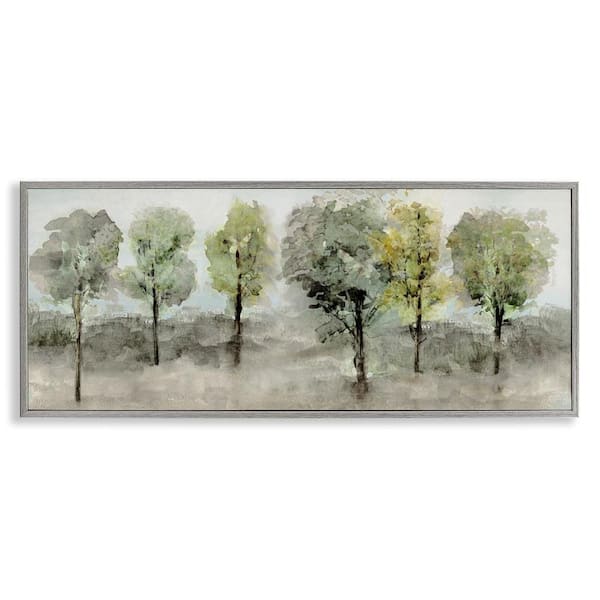 Stupell Industries Splashed Watercolor Trees by Val Rhodes Gray Framed Nature Giclee Art Print 13 in. x 30 in.