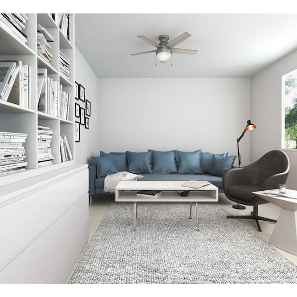 Anslee 46 in. Indoor Low Profile Matte Silver Ceiling Fan With LED Light Kit and Remote