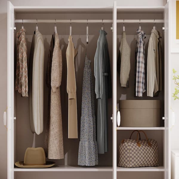 FUFU&GAGA 1-Piece White Wood 47.2 in. W Queen Bedroom Armoire Set