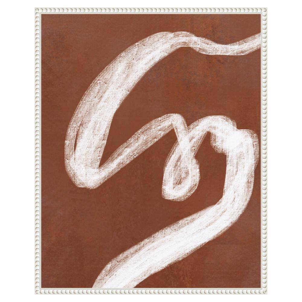 Phantom Thread I Abstract Brown and White Canvas Art with Beaded Frame