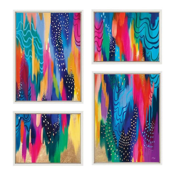 Kate and Laurel Sylvie "EV Brushstroke 128 in. by Jessi Raulet of Ettavee 4 Piece Framed Art Print 18 in. x 24 in.