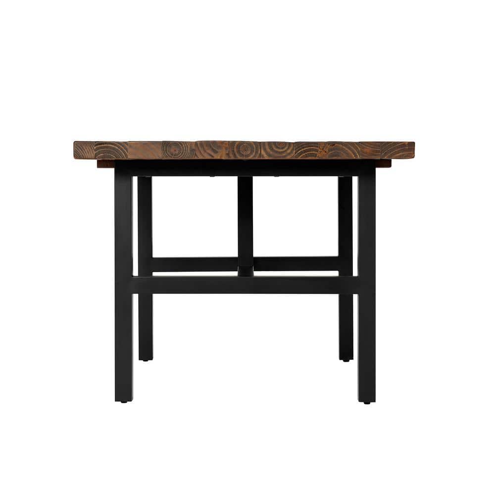 Pomona Reclaimed Wood and Metal Dining Table, Rustic Natural Finish