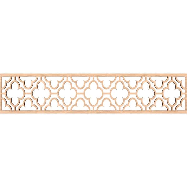 Ekena Millwork Chicago Fretwork 0.375 in. D x 46.75 in. W x 10 in. L Red Oak Wood Panel Moulding