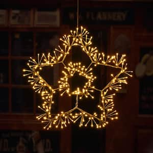 2 ft. 320 LED Star Light Artificial Christmas Tree Twinkle Lights Warm White Plug in for Home Garden Decoration Gold