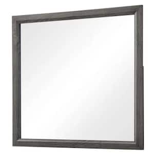 45 in. W x 35 in. H Rectangle Mirror with Wood Frame for Bathroom Living Room Bedroom Entryway ; Gray