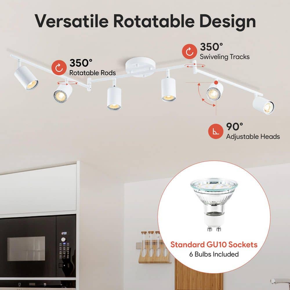 Matte White 4 ft. 6-Light Adjustable Track Lighting Fixture