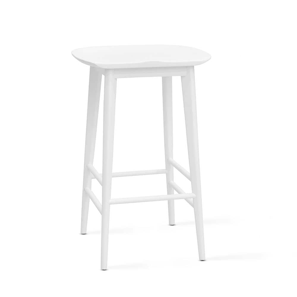 Hilton 24" White Solid Acacia Transitional Counter Stool