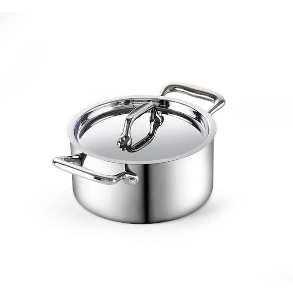 0.68 qt. Multi-Ply Clad Stainless Steel Butter Warmer Sauce Pan with Lid, Casserole Small Pot for Cooking Camping