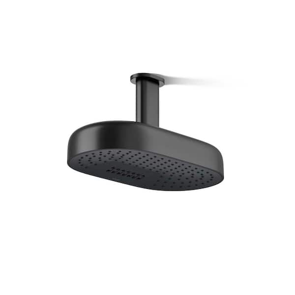 KOHLER Statement 2-Spray Patterns with 1.75 GPM 12 in. Wall Mount Fixed Shower Head in Matte Black