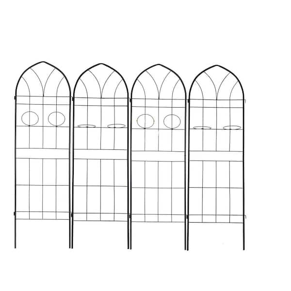 ECOCHIC SPACES INC Manhattan 78.7 in. Extra-Tall Iron Garden Trellis with Integrated Pot Holders and Sleek Rustproof Finish