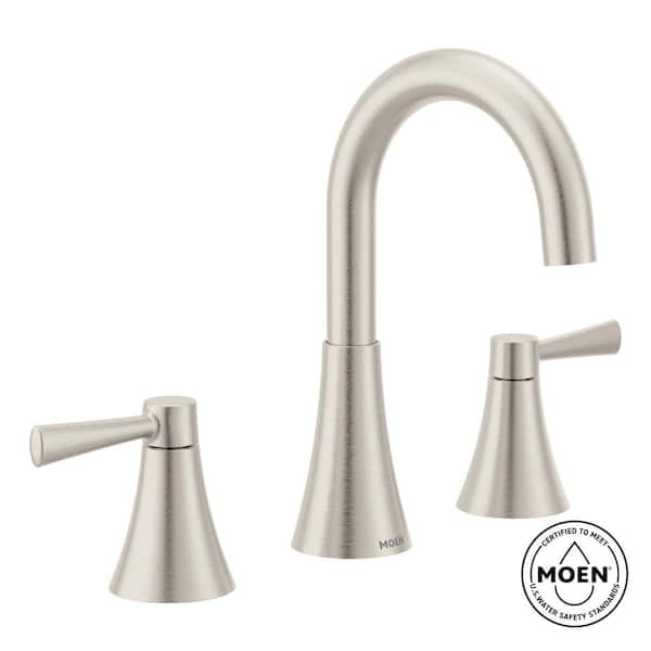 Ronan 8 in. Widespread 2-Handle Curved Bathroom Faucet in Spot Resist Brushed Nickel (Valve Included)