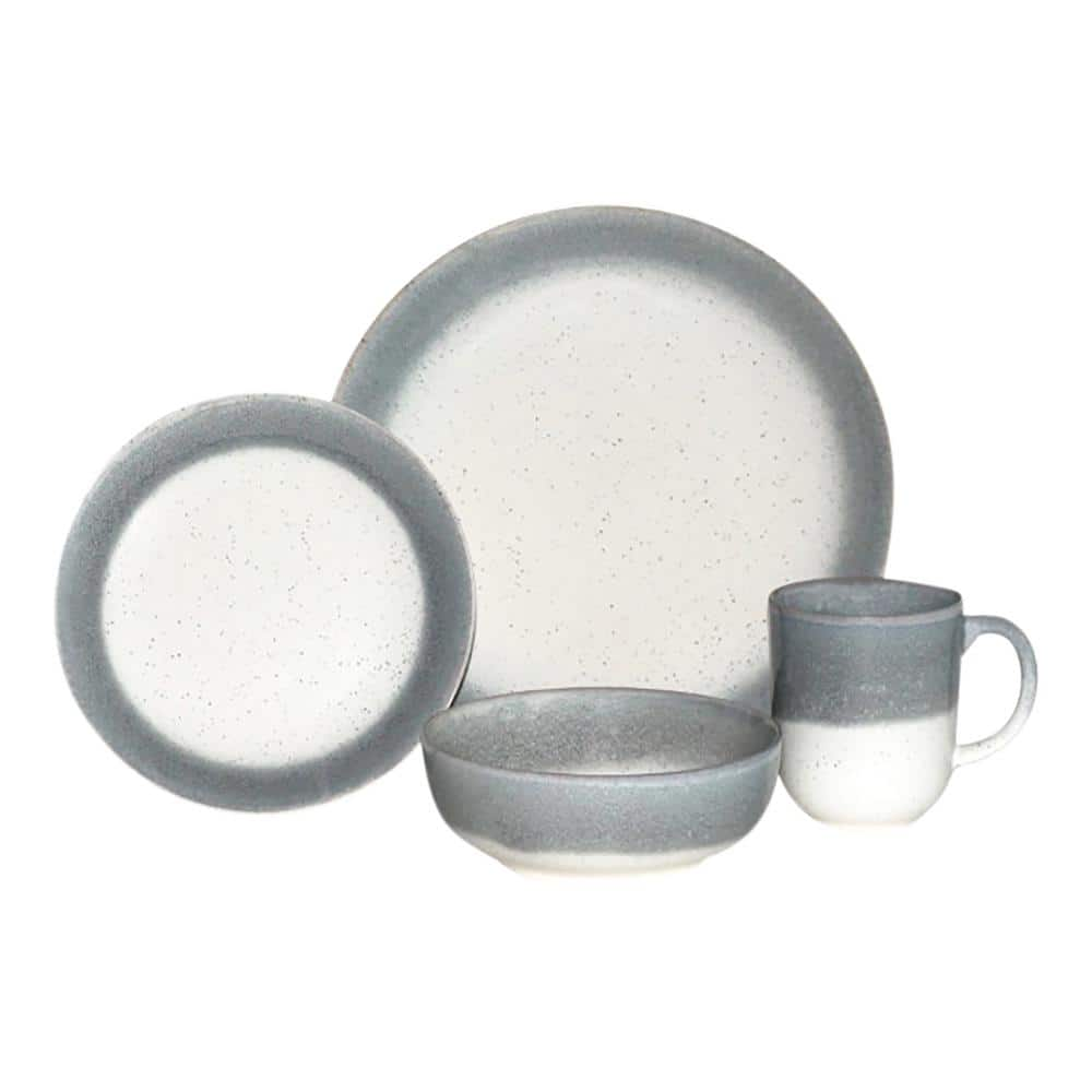 BAUM Marina Grey 16-Piece Ceramic Dinnerware Set with Service for 4 ...