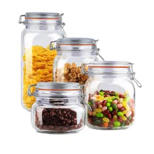 Mason Craft and More 4-Piece European Glass Canister Set with Acacia Wood  Lids TTU-B9021-EC - The Home Depot