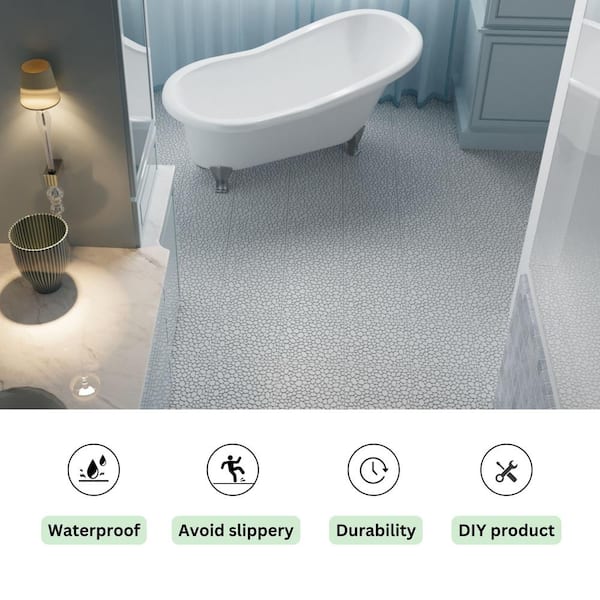 LIVIZA 1 ft. x 1 ft. Anti-Slip Plastic Deck Tile in Gray (60-Piece), Pebble Stone Pattern