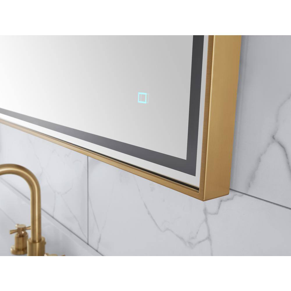 Eleganza Brushed Gold 59" Stainless Steel Framed LED Bathroom Mirror