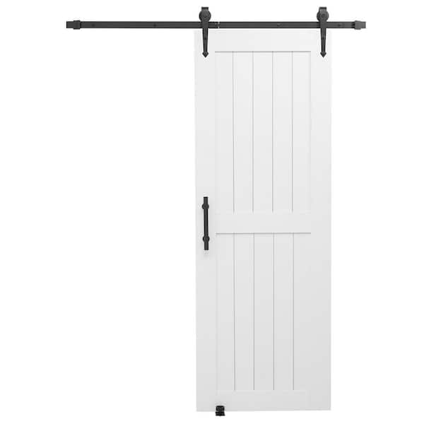 Sliding Barn Door, 30 x 84 in., Durable MDF Panel, Door with Hardware Kit, Smoothly Access Door, White
