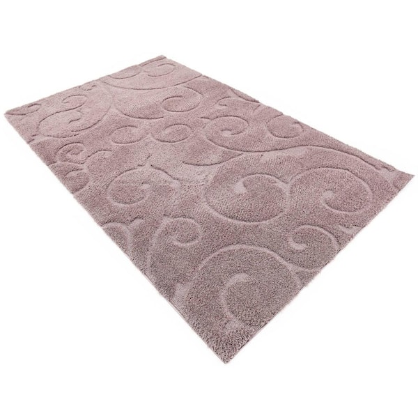 Floral Shag Carved Violet 5' 0 x 8' 0 Area Rug