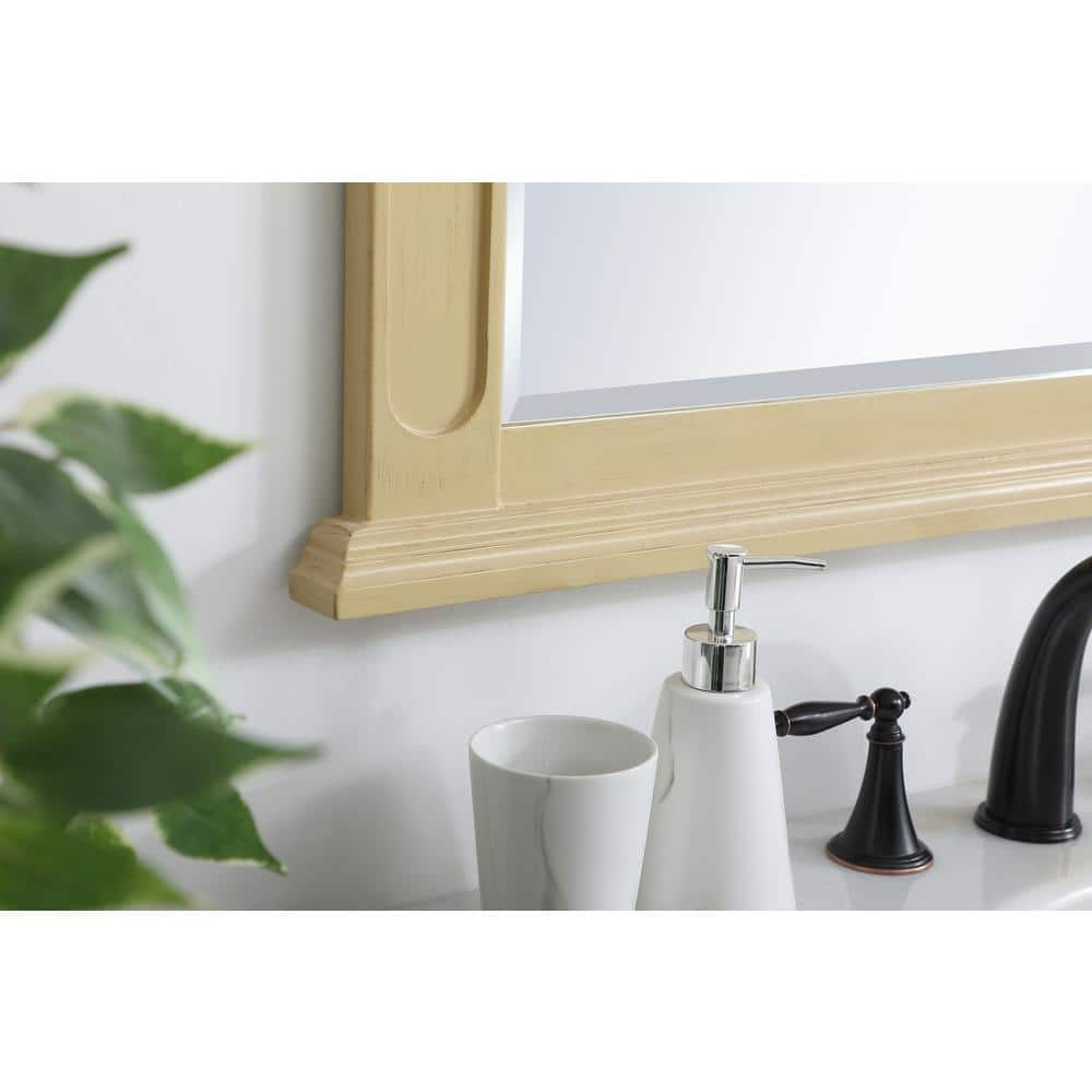Elegant Light Antique Beige Wood Framed Rectangular Mirror