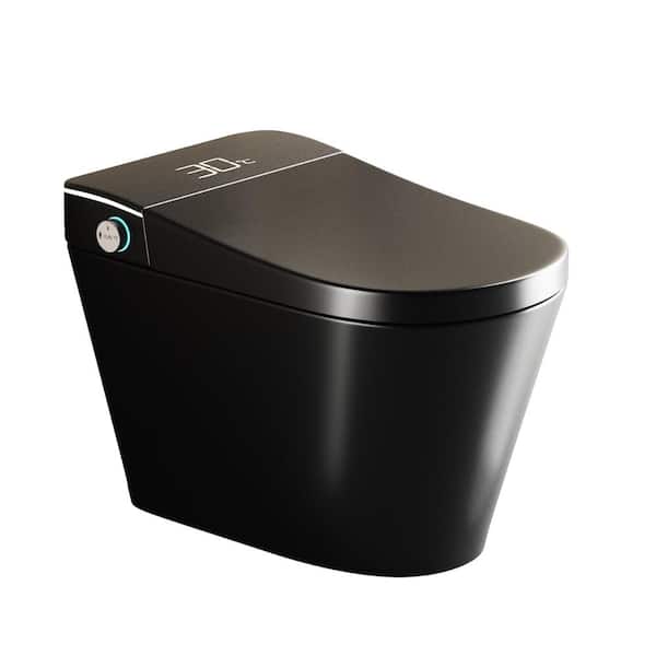 Elongated Smart Bidet Toilet 1.28 GPF in Black with Auto Open/Close,Dryer and Warm Water