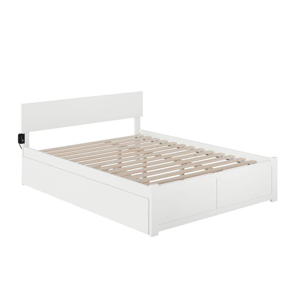 AFI Orlando White Queen Bed with Footboard and Twin Extra Long Trundle ...