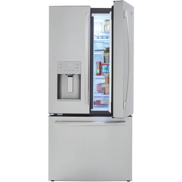Ge 17 5 Cu Ft French Door Refrigerator In Stainless Steel Counter Depth Gye18jslss The Home Depot