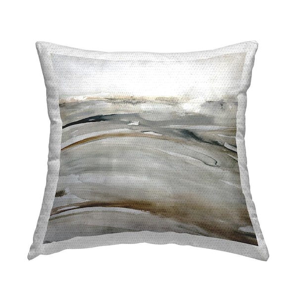 Stupell Industries Abstract Beige Landscape Tan Square Outdoor Throw Pillow