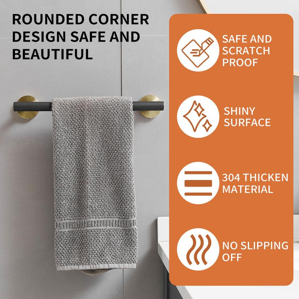 24-Inch Black and Gold Stainless Steel Bathroom Hardware Set
