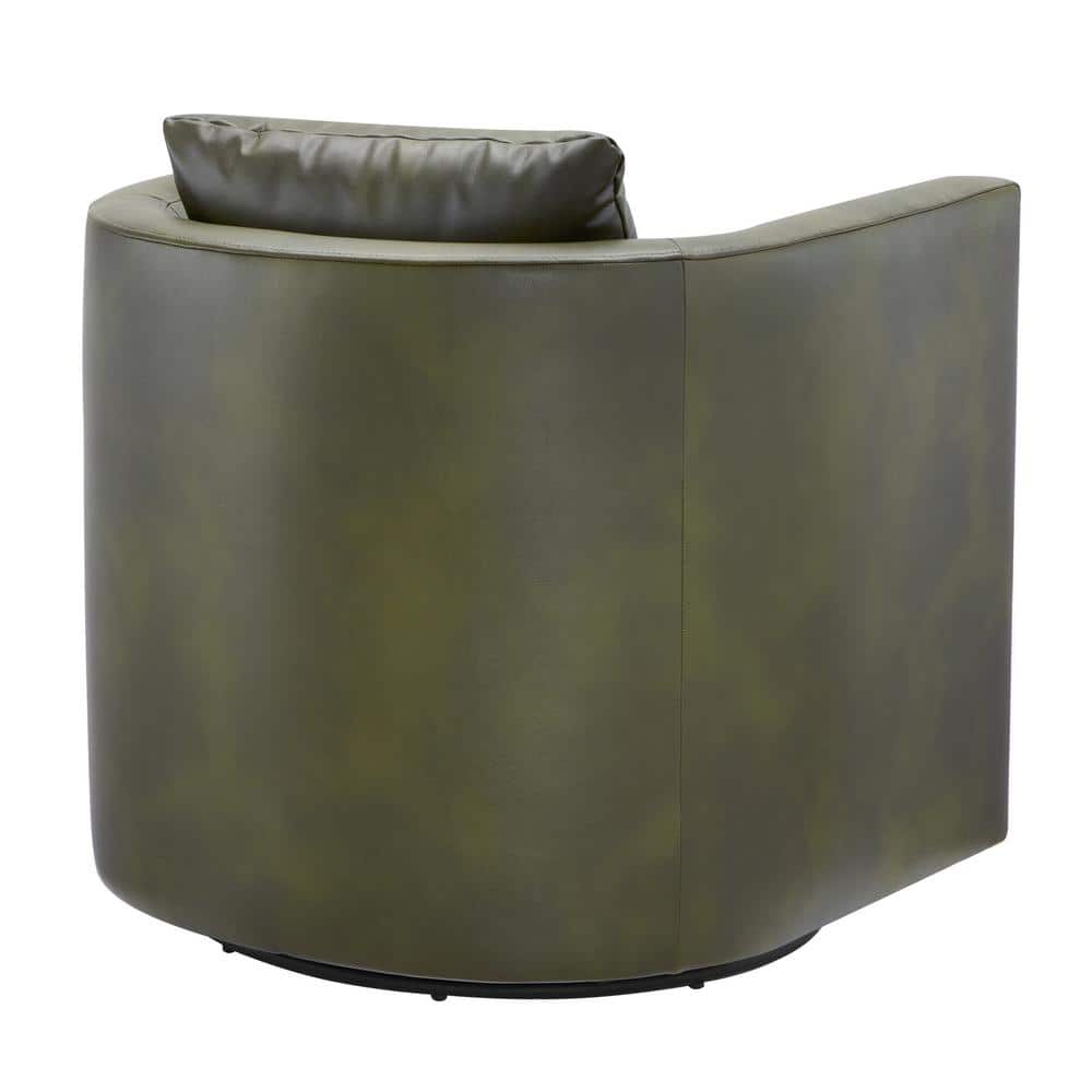 Fern Green Faux Leather Swivel Barrel Chair