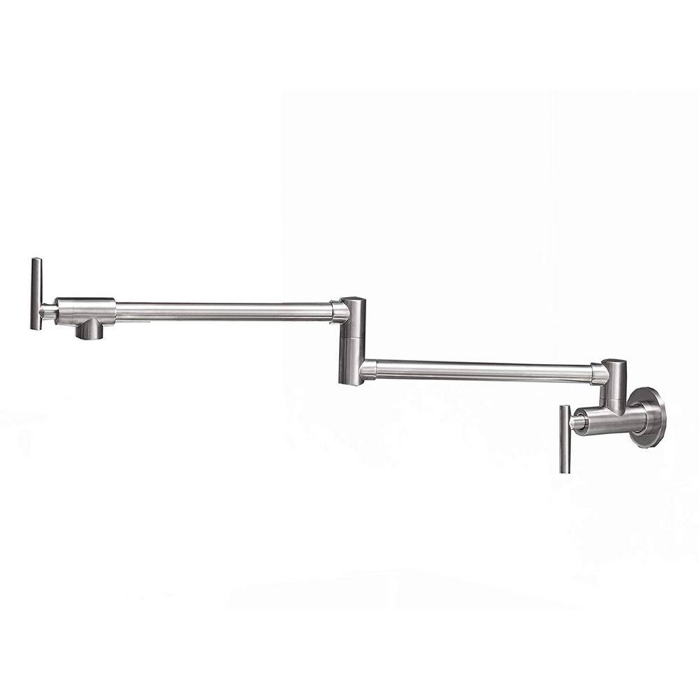 Dimakai Brass Wall Mounted Pot Filler in Brushed Nickel