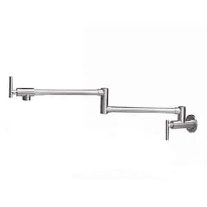 Brass Wall Mounted Pot Filler in Brushed Nickel