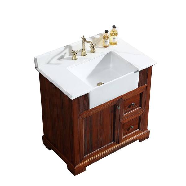 INSTER ANTIQUE 36 in. W x 22 in. D x 35 in. H Single Sink Solid Wood ...