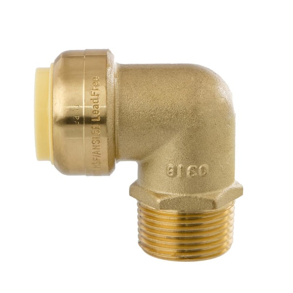 LittleWell 3/4 in. Push-Fit x 3/4 in. NPT Male Pipe Thread Brass 90-Degree Elbow Fitting
