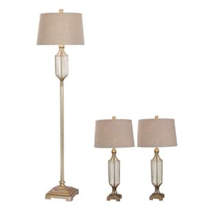 Champagne Gold Metal Wire Lamp Set (3-Piece)