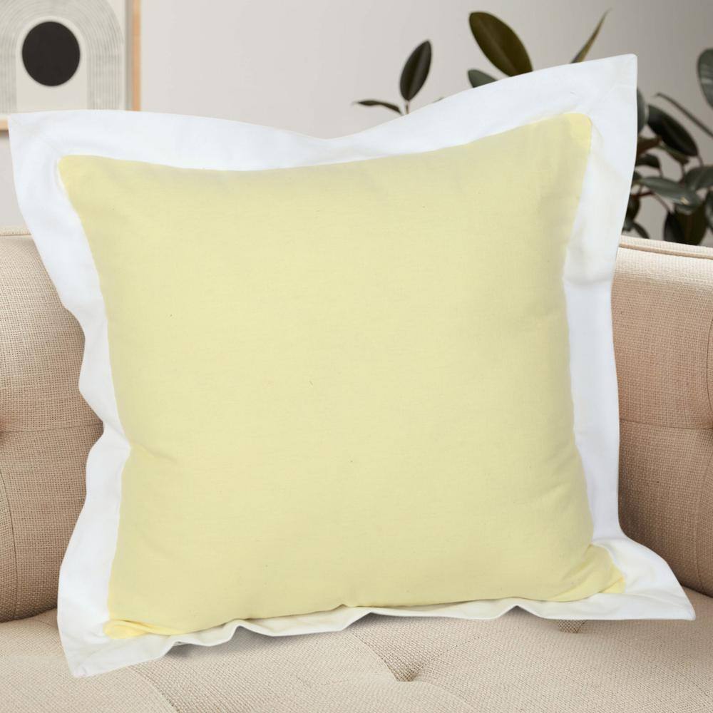 Chic Bordered Light Yellow & White 20" Throw Pillow