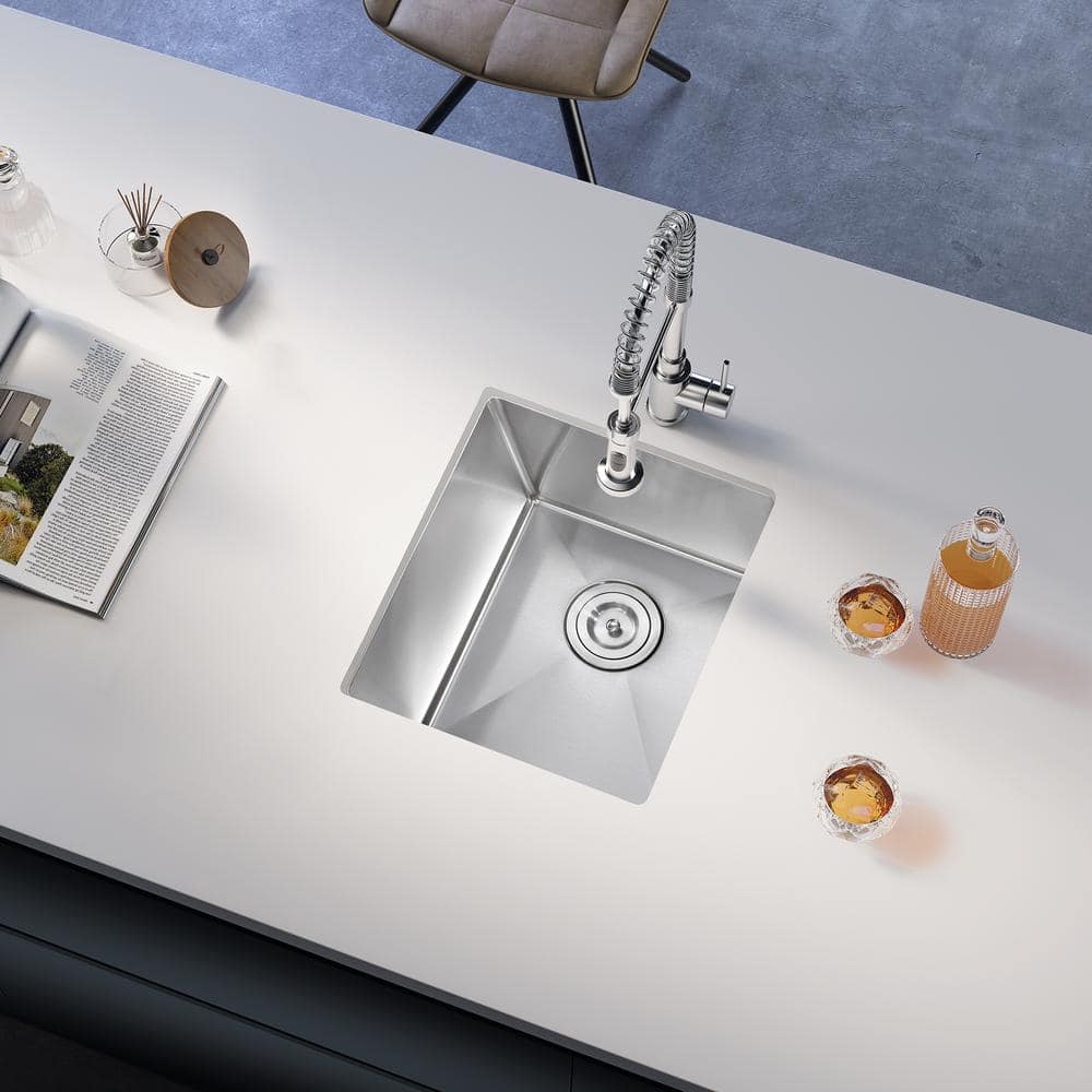 15'' Brushed Stainless Steel Undermount Single Bowl Kitchen Sink
