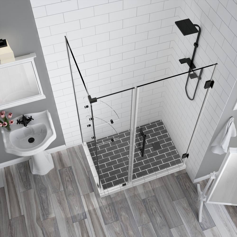 Bromley GS Frameless Matte Black Hinged Shower Enclosure with Clear Glass