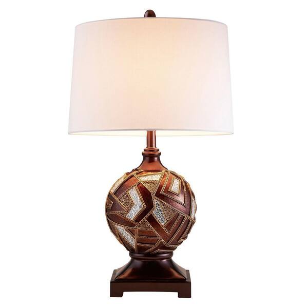 HomeRoots 29.75 in. Brown Metallic Mosaic Design Table Lamp