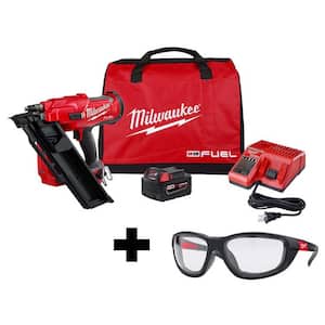 M18 FUEL 3-1/2 in. 18-Volt 30-Degree Lithium-Ion Brushless Framing Nailer Kit and Performance Safety Glasses with Gasket