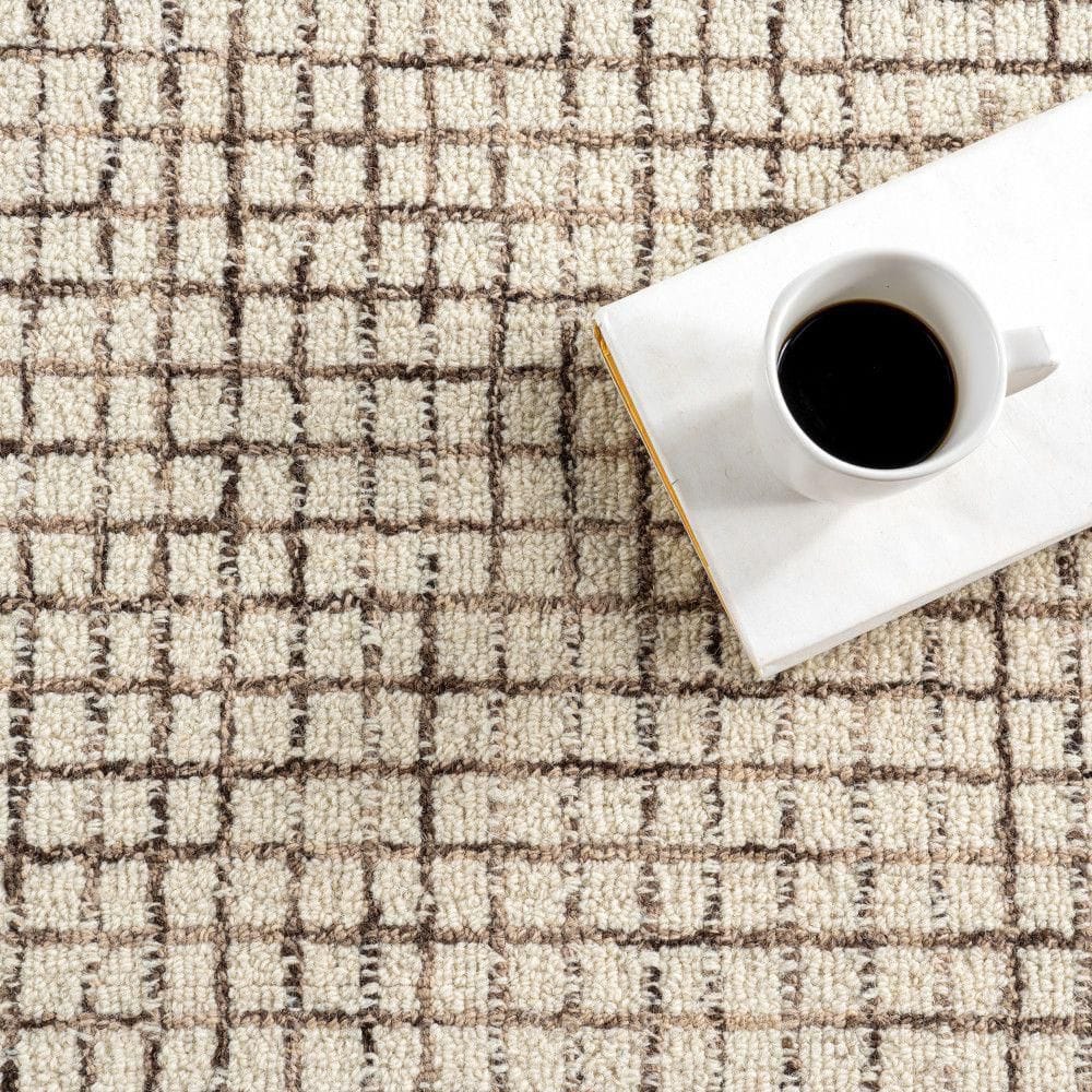 Cream Hand-Tufted Wool Rectangular Area Rug, 9' x 12'