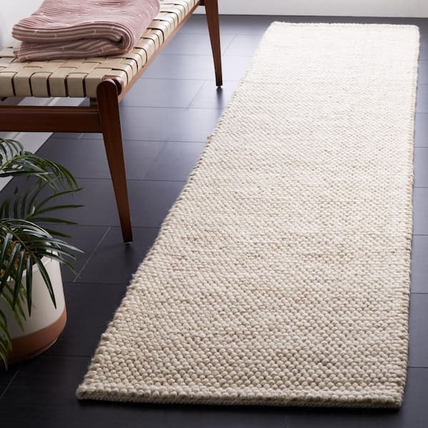 Natura 2 ft. x 19 ft. Beige/Ivory Textured Solid Runner Rug