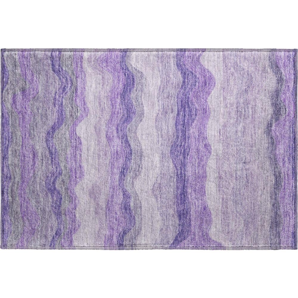 Mayfield Premium Machine Washable Abstract AMF2397 Purple 3 ft. x 4 ft. Area Rug price history on PriceWatchPro