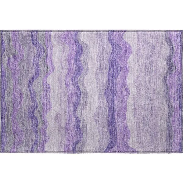 Mayfield Premium Machine Washable Abstract AMF2397 Purple 3 ft. x 4 ft. Area Rug