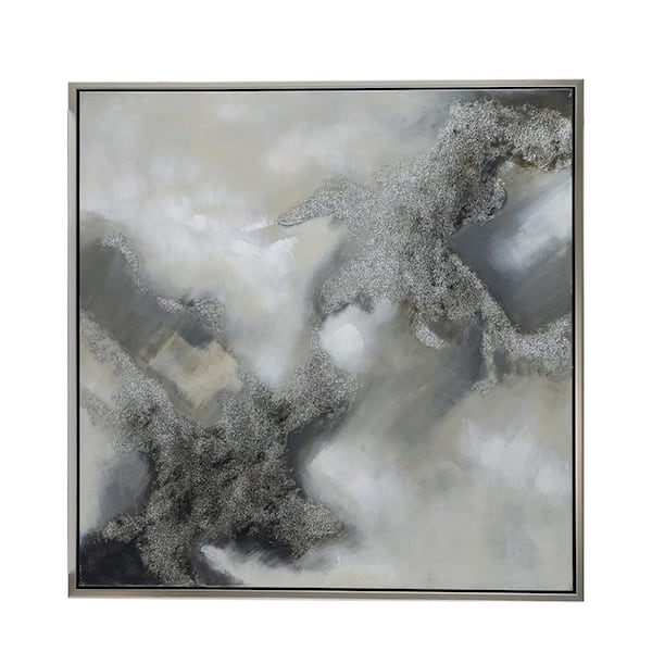 Avex 1-Piece Framed Art Print 39.4 in. x 39.4 in. Stormy Skies Hand-painted Wall Art
