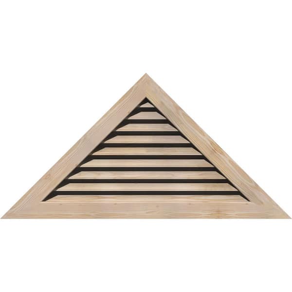 Ekena Millwork 61.125 in. x 15.375 in. Triangle Unfinished Smooth Pine Wood Built-in Screen Gable Louver Vent
