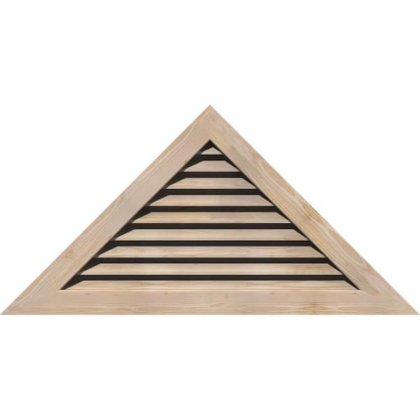 Ekena Millwork 52.875" x 24.25" Triangle Unfinished Smooth Pine Wood Paintable Gable Louver Vent Functional