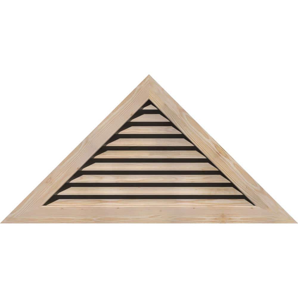 Ekena Millwork 79" x 29.625" Triangle Unfinished Smooth Pine Wood Gable Louver Vent Functional