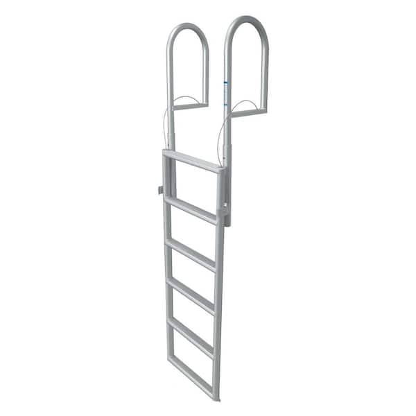 Tommy Docks 6-Step Standard Lifting Aluminum Dock Ladder with Slip-Resistant Rungs for Seawalls and Stationary Boat Dock Systems