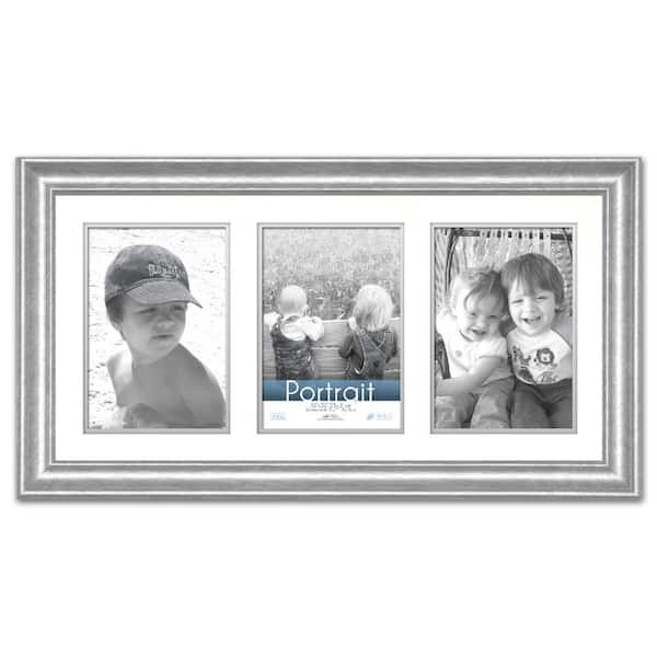 Timeless Frames Lauren 3-Opening 20 in. x 10 in. Silver Matted Picture Frame