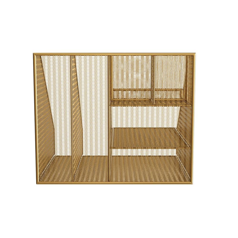 Gold Mesh Metal Large Desktop Organizer with File and Pen Holders