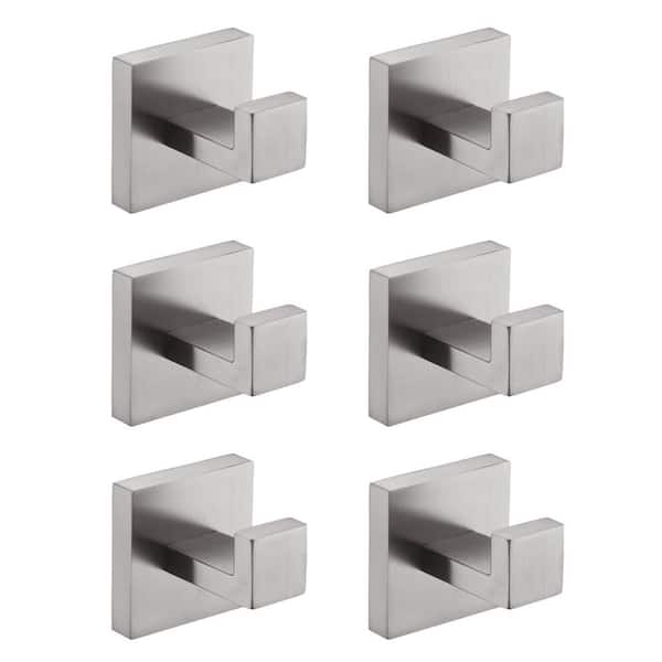 6-Piece Brushed Nickel Wall-Mounted Stainless Steel Bathroom Towel Hooks/Coat Hooks for Bathroom, Bedroom, Kitchen